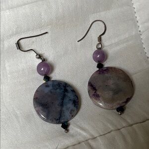 Unbranded 925 Sterling Silver Purple Gray Stone Dangle Earrings Women’s Jewelry